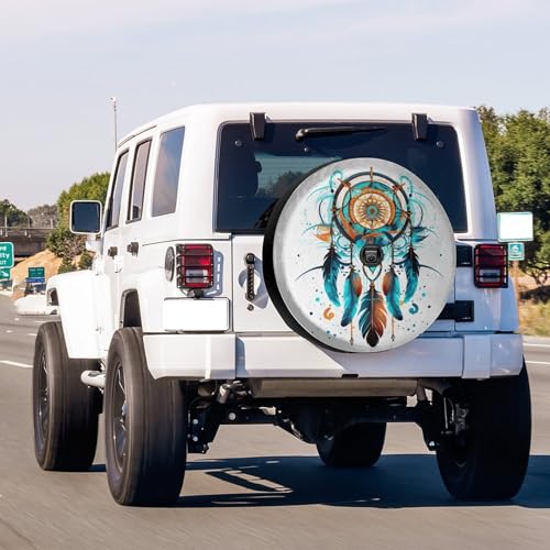 Image of Foruidea Abstract Dream Catcher Symbol Spare Tire Cover with Backup Camera Hole Wheel Tire Cover Fit Trailer, RV, SUV and Many Vehicle 13inch