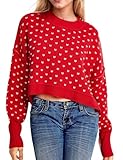 WINSASI Women Sweaters People Free Doop People Free Dupes People Free Crewneck Long Sleeve Sweater Doop Dupe Dupes Look Alike People Free Doop Patterned Cropped Pullover Sweaters Red