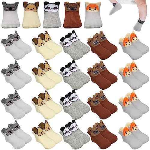 Image of Suhine 20 Pairs Preemie Socks Cotton Premature Infant Boys Cute Animals Socks for Preemie Baby Boys Girls Newborn