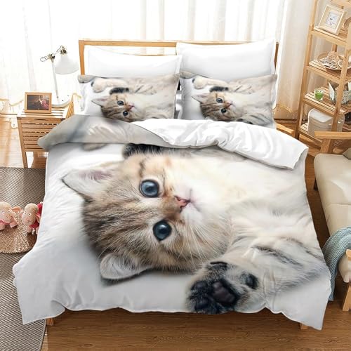 Parure de lit chaton King size 220x240 en microfibre douce - 3