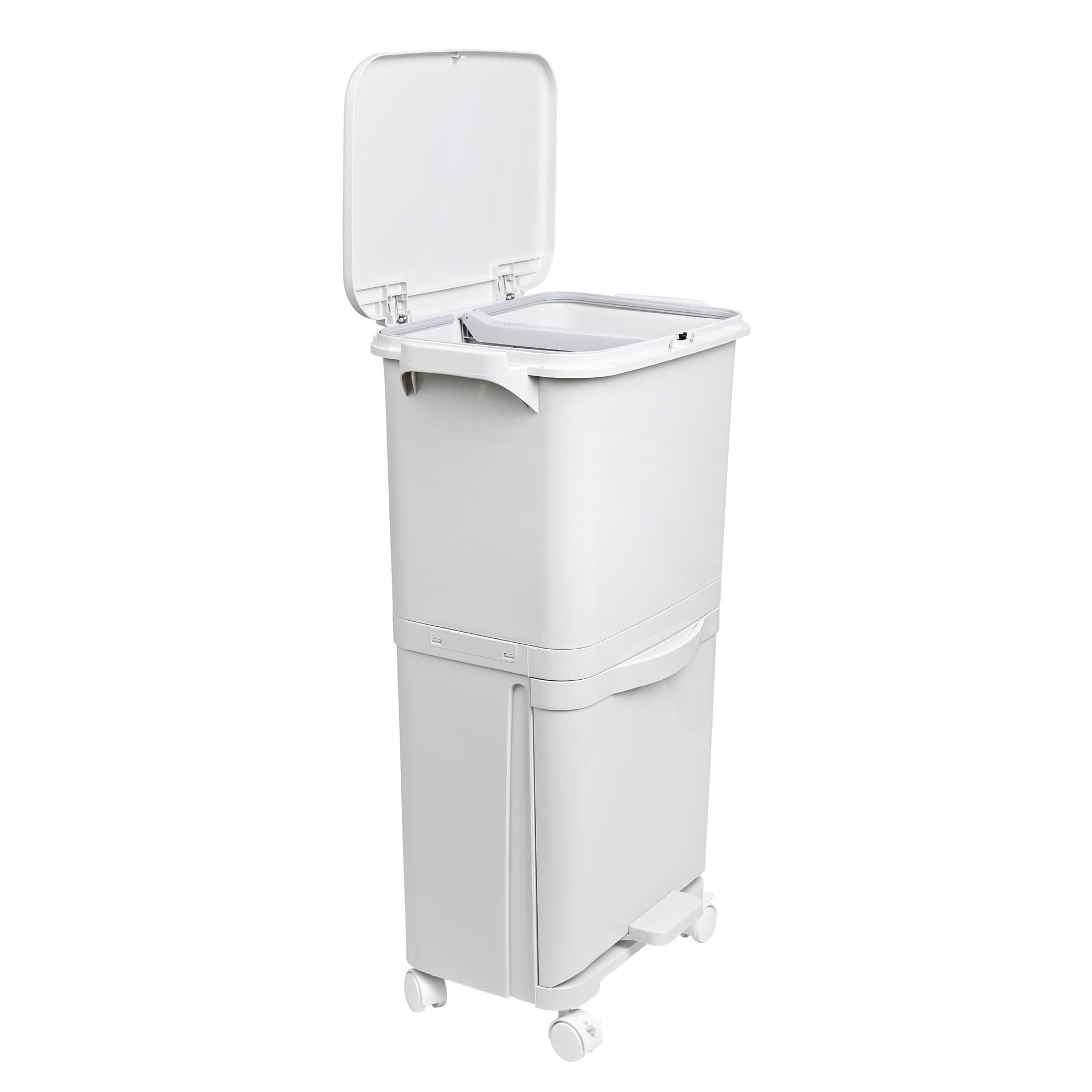 WELL HOME MOBILIARIO & DECORACIÓN Pattumiera a pedale selettiva, con doppio scomparto da 38 litri e manico a pedale (24 l + 14 l).