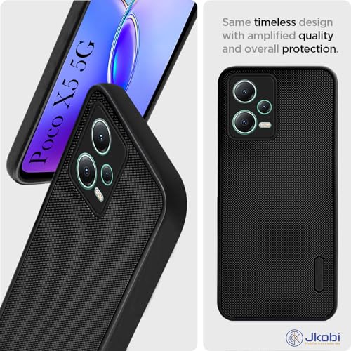 Image of Jkobi Back Cover Case for Xiaomi Poco X5 5G (Textured Grip Design | Camera Protection | Slim and Light Weight | Soft Touch and Feel | Black)