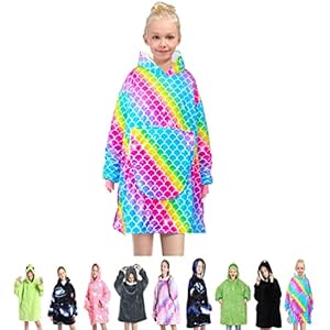 Oversized Blanket Hoodie for Kinds Boy Girl , Super Soft Warm Cozy Wearable Sweatshirt Hoodie for Children Thick Flannel…