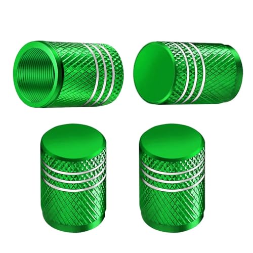 Tire Valve Stem Caps, Durable Aluminium Alloy Tire Valve Cap Set Stem Covers Compatible With Cars Trucks Motorcycles Bikes(Style B - Green)
