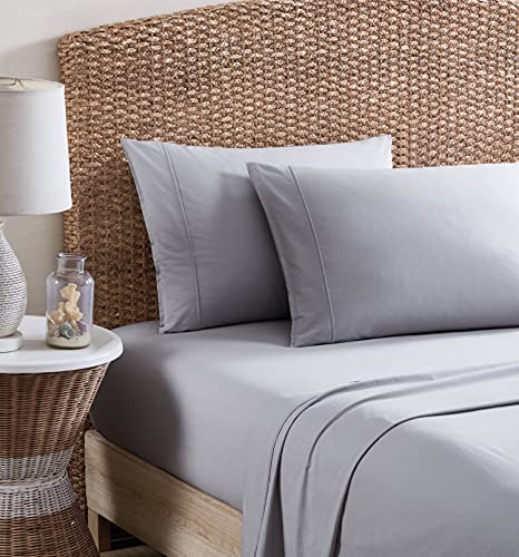 Image of Tommy Bahama - Queen Sheets, Organic Cotton Bedding Set, Softens with Each Wash (TB T200 Grey, Queen)