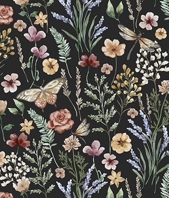 Orainege Vintage Floral Wallpaper Peel and Stick Wallpaper Boho 16.9in x 118.1in Floral Contact Paper Self Adhesive Wall Paper for Bedroom Cabinets Decor Removable