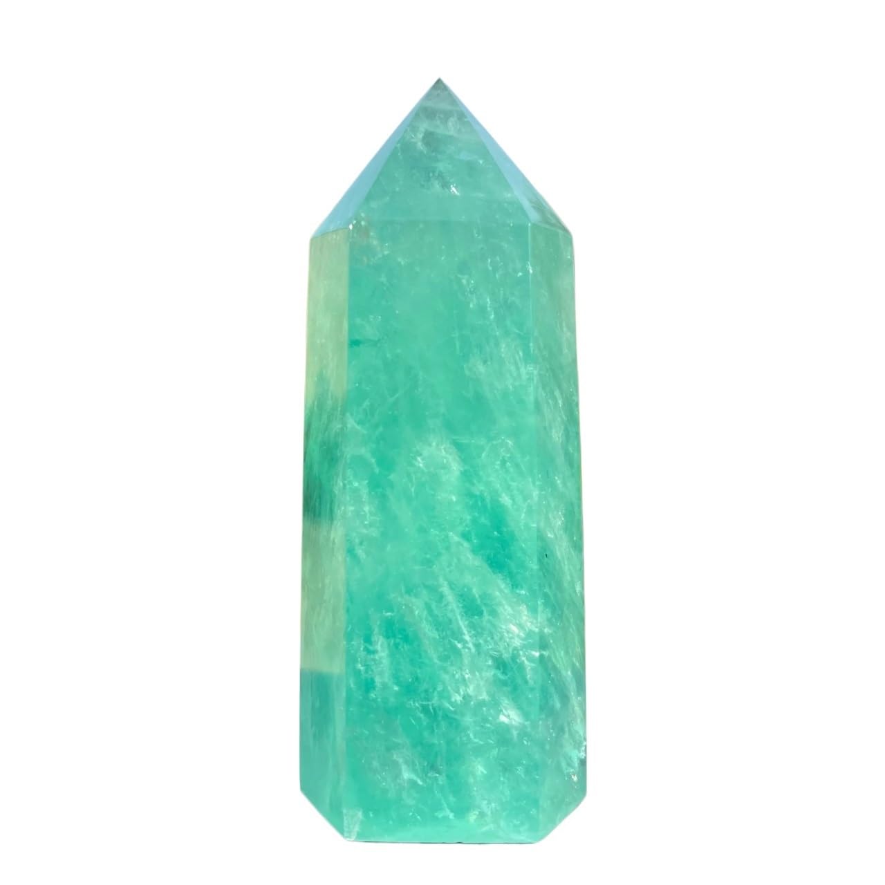 AARTERZZA 1pc 1300-1400g Green Fluorite Quartz Crystal Obelisk Point Stone Wand