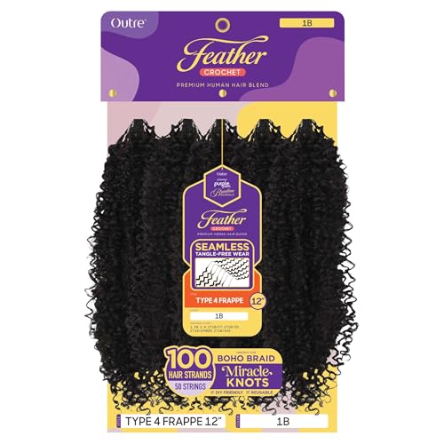 Outre Purple Pack Brazilian Premium Human Hair Blend Feather Crochet Braid - Feather Type 4 Frappe 12" (DARK BROWN 2) image 4