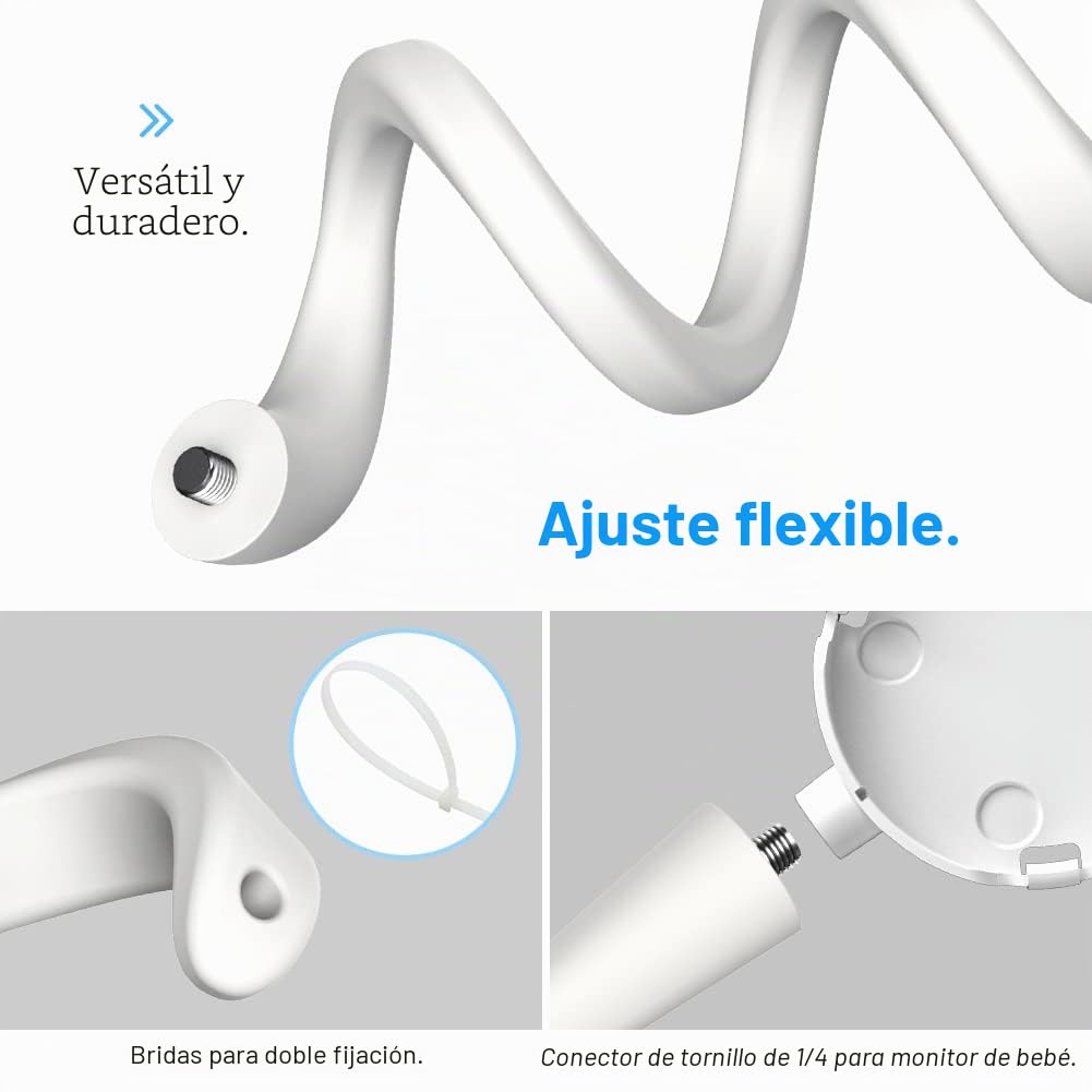 HOLACA Soporte de clip para vigilabebés BOIFUN/GHB/TakTark con cámara LCD digital de 3,2 pulgadas, soporte flexible para cuna compatible con GHB ABM600 y VSIFEHSO vigilabebés Caméra 720P