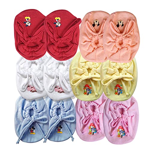 KIDSKA New Born Baby Booties Set/Socks for Baby Girl and Baby Boy/Unisex-Baby Booties/Knotted Booty Set for Baby Boy and Baby Girl -Set of 6 Pair