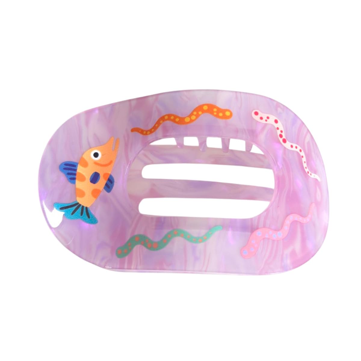 Funny Sea Animal Pattern Flat Hair Clips,Funny Acetate Flat Claw Clip for Women,Light Purple