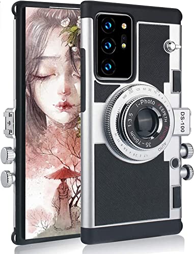 CQUUKOI Emily in Paris - Coque de protection pour Samsung Galaxy Note 20 Ultra - Mignon appareil photo 3D vintage - Avec bandoulière - En silicone...