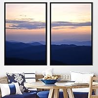 2 Piece Framed Canvas Wall Art Sunset in The Mountains Canvas Prints Home Artwork Decoration for Living Room,Bedroom - 16