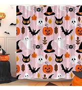 JIRGIXA Spooky Halloween Shower Curtain - Skull Skeleton Mushroom Gothic Bathroom Decor - View #8