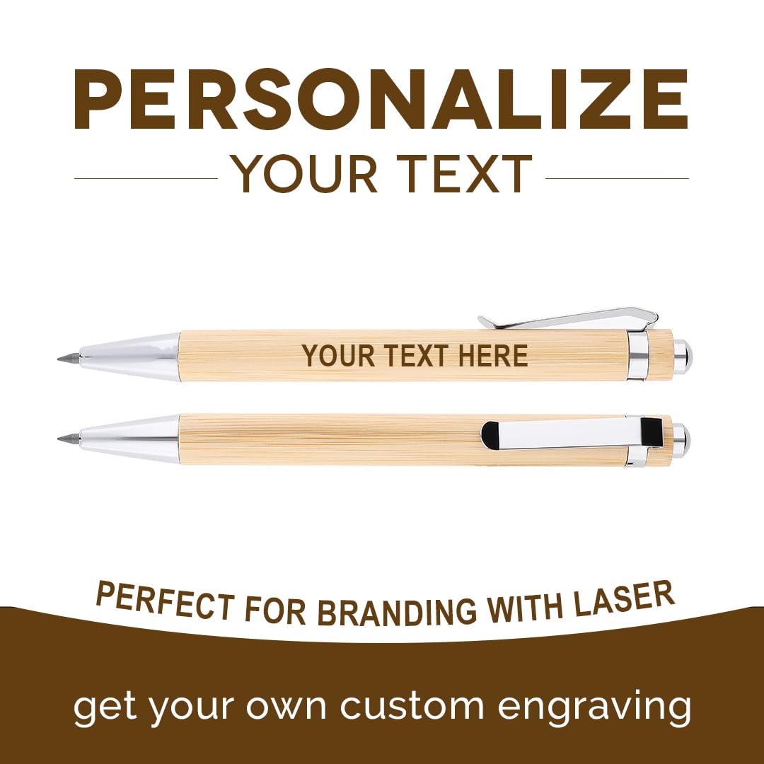 MPM Eternal Bleistift aus Bambus, ewiges Schreiben bis zu 10 km, mit Gravur, personalisierter Stift, Werbekugelschreiber mit Wunschtext & Logo, Holz/Metall-Stift, eco friendly, Preis für 1000 Stück