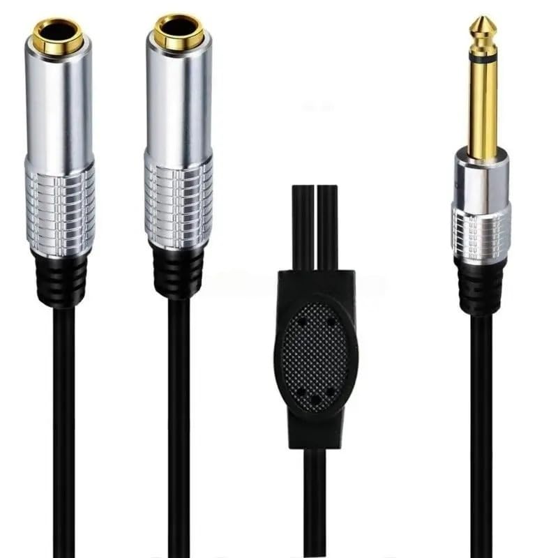 Cavo sdoppiatore a Y per chitarra, 6,35 mm, da maschio a doppio mono 0,25 cm, adattatore femmina per cuffie
