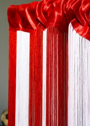 Kaikoon Fadenvorhang Rot-Weiß 150 cm x 300 cm (BxH) – Fußball Deko Fahne Vorhang & Raumteiler