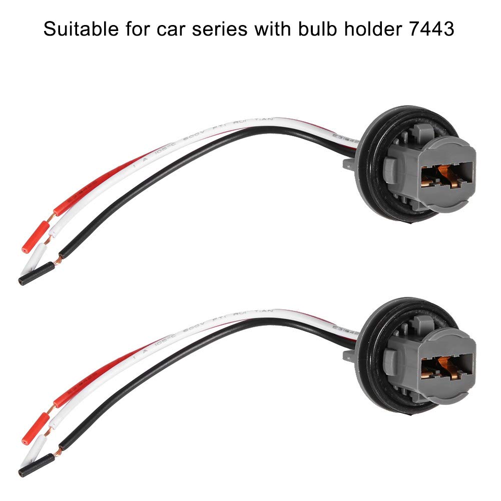 Connettori luce T20 7443, confezione da 2, adattatore universale per portalampada freno a LED per auto con guarnizione impermeabile