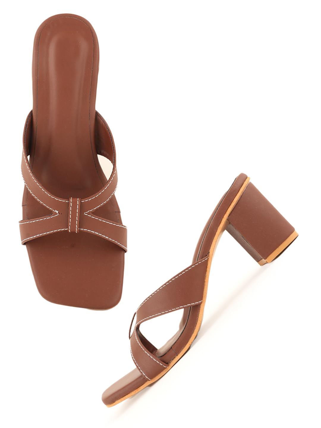 belve paris Brown Sleek Finish Formal Heels - Minimalist Closed Pump-picture-11
