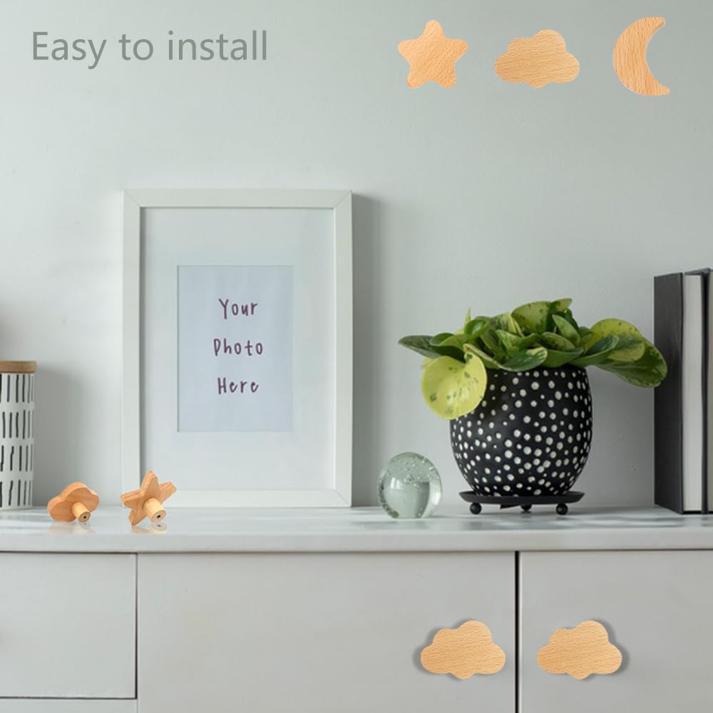 ED-Lumos 6 stuks kastknoppen wolk houten design ladegrepen voor huis keuken slaapkamer kledingkast