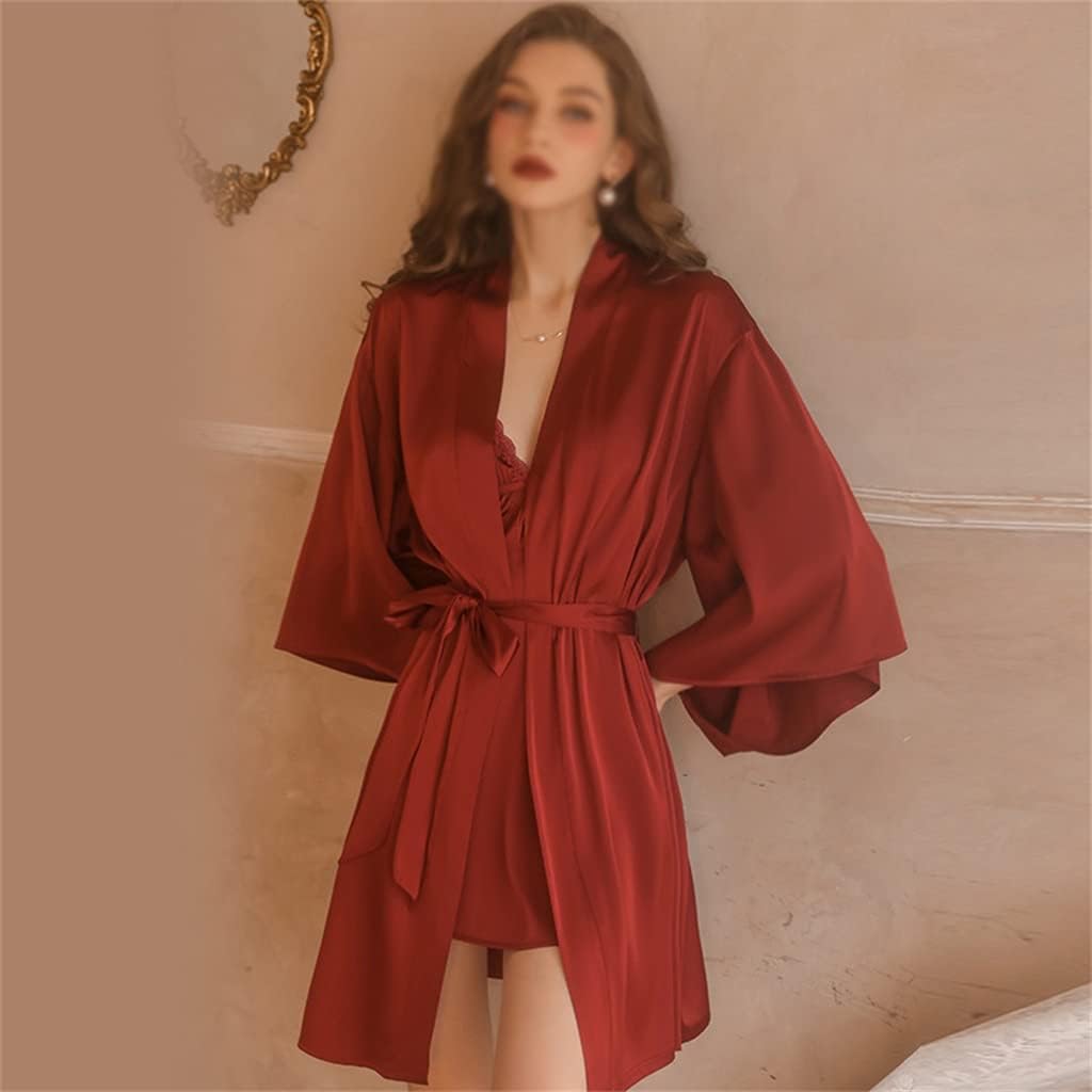 Sexy pajamas female spring and autumn with breast mat lace sling nightdress nightgown home dress suit