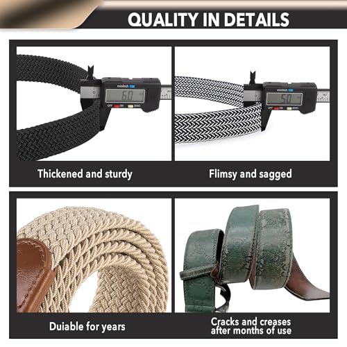 Image of Casual Stretch Belts for Men, Adjustable Braided Mens Elastic Belt, Ideal Gifts for Golf, Dress, Work