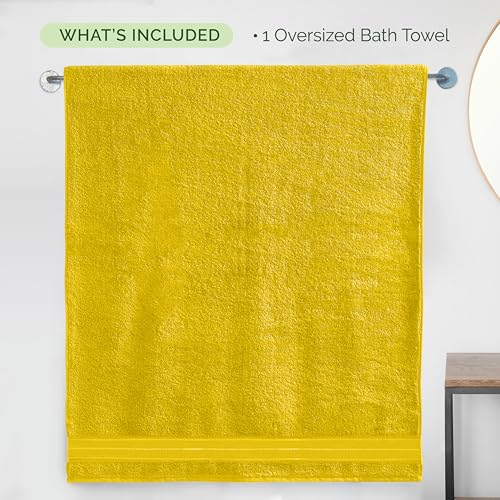 Image of Elegant Comfort Three Line Popcorn Extra Large Luxury Bath Towel - 40 inch x 80 inch inch, Premium Hotel Spa Quality 1 Piece Oversized Bath Sheet 100% Turkish Cotton Super Soft Highly Absorbent, Yellow