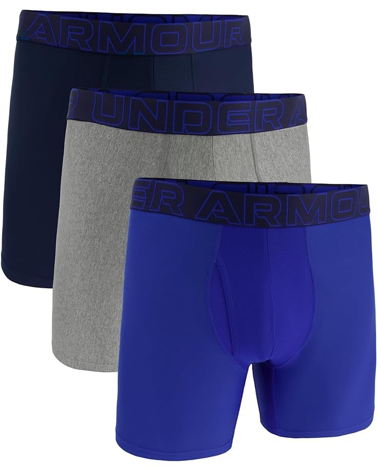 Under Armour Performance Tech Solid - Calzoncillos tipo bóxer de 15 cm, color azul real, gris, azul marino, talla: mediano, azul, gris, mediano, Azul, gris, M