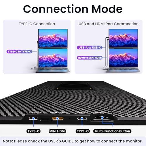 Image of Laptop Screen Extender Portable Monitor - Dual 16 inch 1200P FHD Travel Monitor Fit for 13-17 inch Laptops Plug & Play 360 Rotating Detachable Stand Height Adjustable for Travel /Work /Study