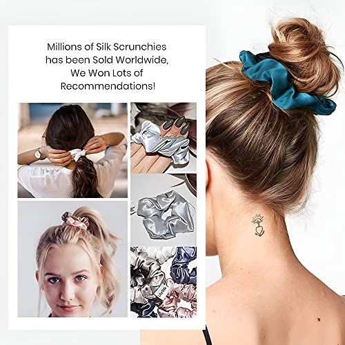 Image of SANNIDHI 5 Pcs Silk Satin Hair Scrunchies, Elastic Ponytail Bands, 5 Colors
