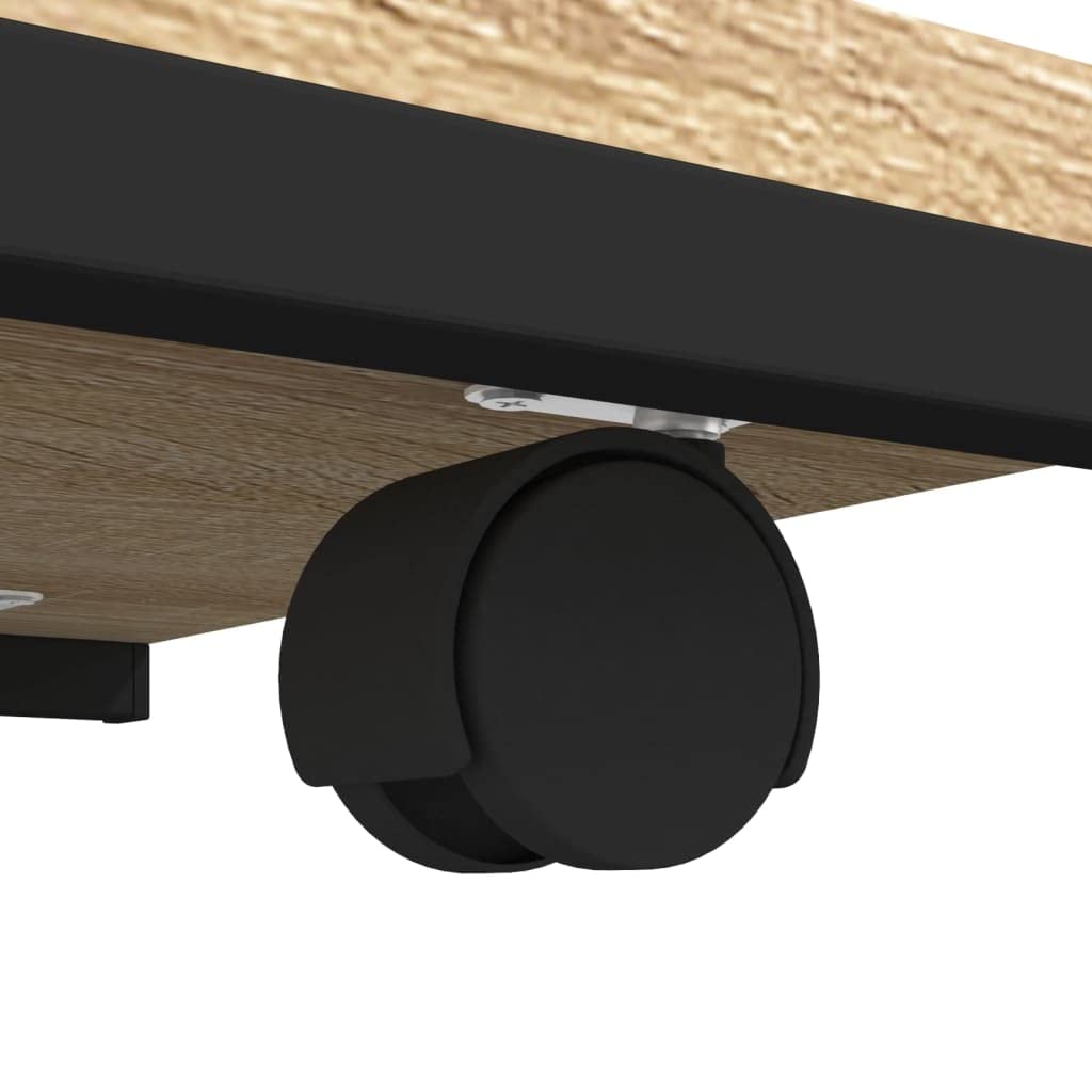 Mesa auxiliar con ruedas de roble Sonoma, 50 x 35 x 55,5 cm, mesa de centro en forma de C con estante y estante para salón, dormitorio, pasillo, balcón, sofá, cama, decoración, lámpara