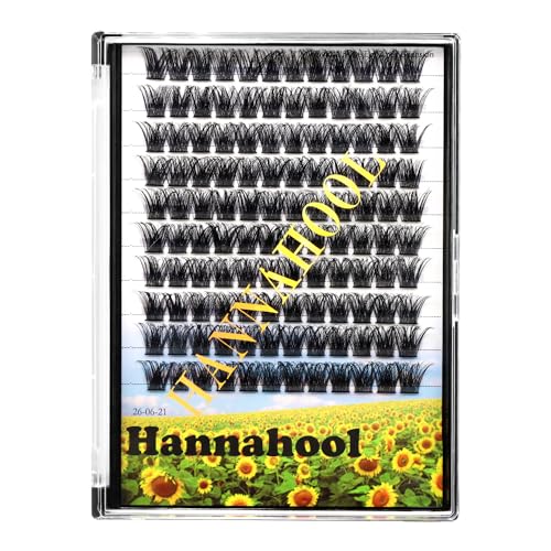 Hannahool Handmade D Curl 10-20mm to Choose 120Pcs Natural long Individual Thick Base Cluster Eyelashes Dramatic Look DIY Volume Eye Lashes Extensions (16mm)