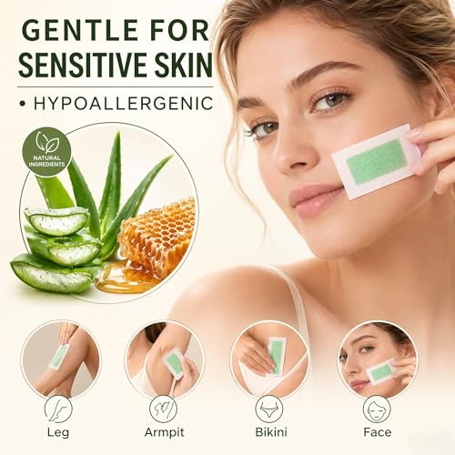 64PCS Face Wax Strips for Women – Facial Waxing Kit for Eyebrow, Upper Lip & Chin, Cold Wax Strips for Face with Calming Oil, No-Mess Easy Waxing for Beginners — view 3