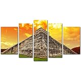 Wall Art Decor Poster Painting On Canvas Print Pictures 5 Pieces Amazing Sky Over Kukulkan Pyramid i