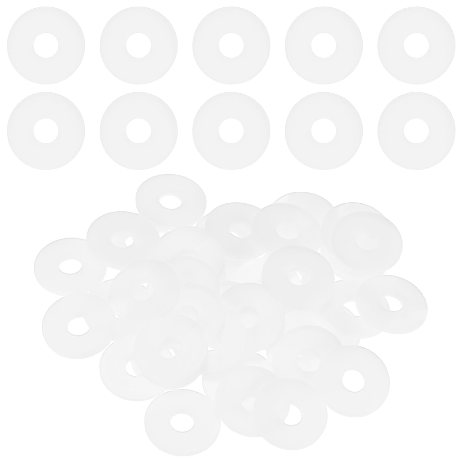M METERXITY 40-Pack M8 Nylon Flat Washers 8mm ID 25mm OD 2mm Thick Round Plastic Plain Washer Fastener Sealing Spacer Gasket Ring for Household/Commercial [White] — image 1