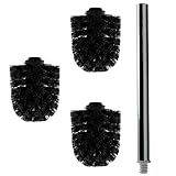 3x Ersatz Bürstenkopf schwarz + Griff 26 cm/Austausch Toilettenbürste/Klobürste
