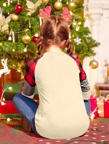Image of BesserBay Girls Christmas Raglan Shirt Casual Leopard Stripe Patchwork Tunic Top 4-14 Years