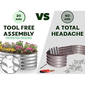 Galvanized Raised Garden Beds Outdoor // 4×2×1 ft Planter Raised Beds for Gardening, Vegetables, Flowers // Large Metal Garden Box (Silver) // Patented Tool-Free Design Galvanized Raised Garden Beds Outdoor 421 ft Planter Raised Beds for Gardening Vegetables Flowers Large Metal Garden Box Silver Patented Tool Free Design