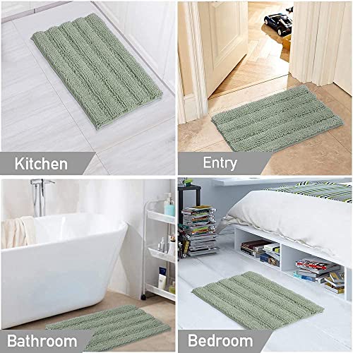 Image of Turquoize Bathroom Rug 24 inchx36 inch, Soft Absorbent Chenille Bath Rug, Sage