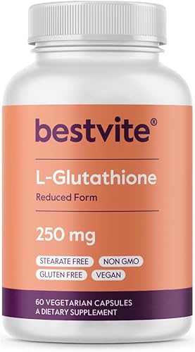 BESTVITE L-glutatión 250mg (60 cápsulas vegetarianas) - Sin estearatos - Vegano - Sin OMG - Sin gluten