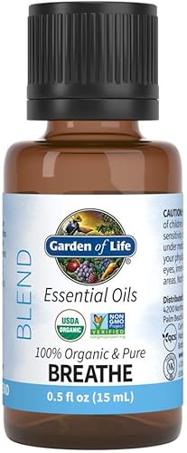 Garden of Life Aceites esenciales, aceite esencial de romero 100% orgánico y puro, abeto negro y bálsamo de abeto, mezcla de respiración para
