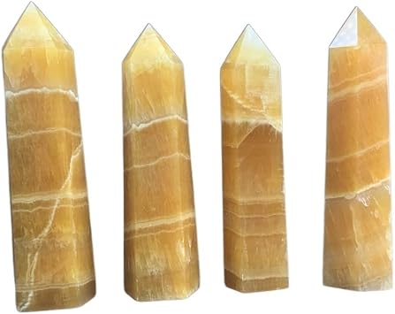 Quartz Decoration 1PC Natural Crystal Tower Wand Point Honey Calcite Tower can be Used for Decoration Size 5-6CM