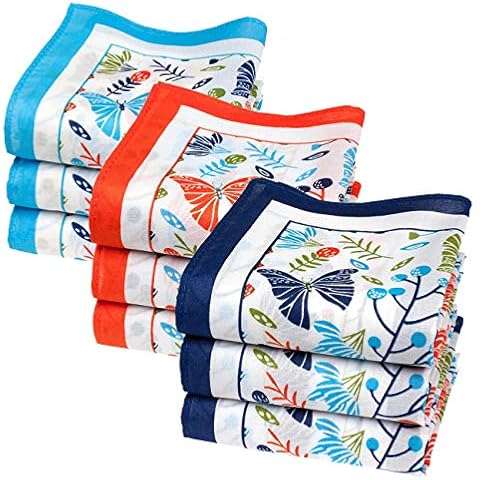 Merrysquare - Bedruckte Damen-Taschentücher - Modell ZEPHIR - Klein 29 cm x 29 cm - 9 Stück - 100% Baumwolle Cover