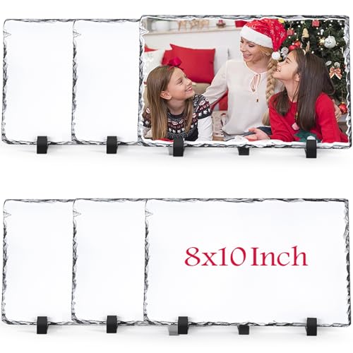 WANZELONYO Sublimation Slate Blanks 8x10 Inch Sublimation Plaque Rock Stone Picture Photo Plate 6 Pack Bulk