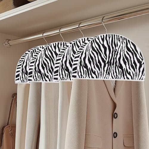 Babrukda Semicircle Clothes Dust Cover for Closet Zebra Stripes Print Garment Rack Cover 12.48 x 24.61 Inch Wardrobe Clothes Protector for Dress, Suit, Hanger Not Included, Farmhouse Decor