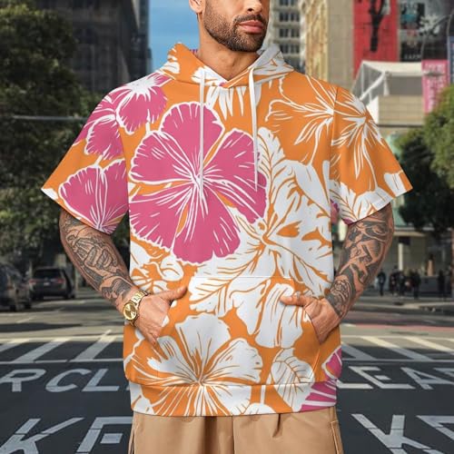 Tie Dye Print Men's Short Sleeve Hoodie Sport Casual Sweatshirt Pullover Hooded T-Shirts with Pocket2