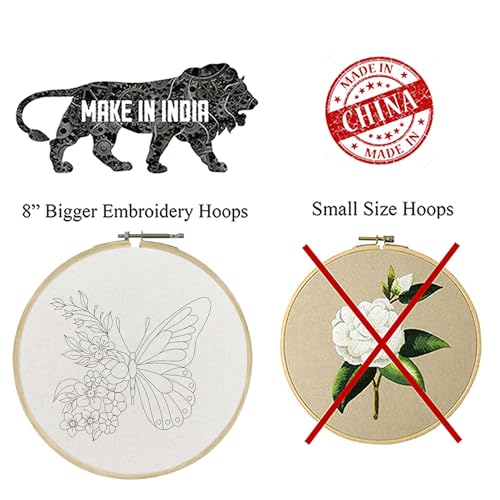 Image of picknMAKE Cross Stitch Embroidery Kit Combo Pack for Beginners & Adults - Includes 3 Unique Designs, Hoop, Printed Fabric, Threads, Needles, Cutter, and Instructions -Craft Hobby, Multicolor