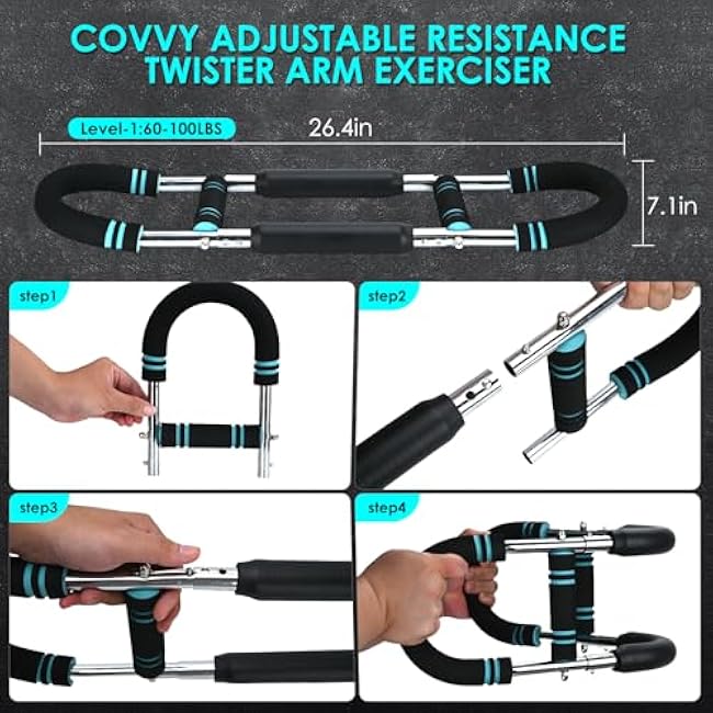 Chest Workout Equipment,Twister Arm Trainer Adjustable Chest Trainer£¬Removable U-Shaped Arm Weights Portable Upper Body Exerciser for Fitness on The Go£¨Blue-Black£©