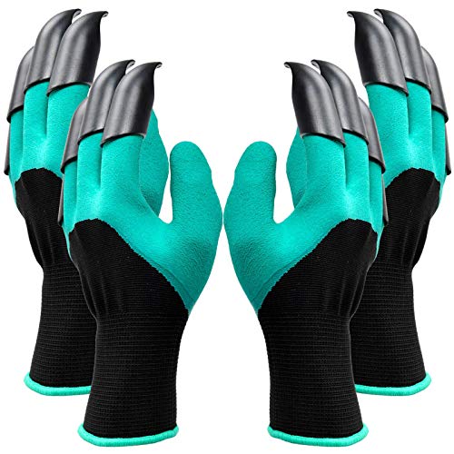 Gardening Gloves Waterproof Garden Gloves with Claw for Digging Planting, Best Gardening Gifts for Women and Men - 2 Pairs
