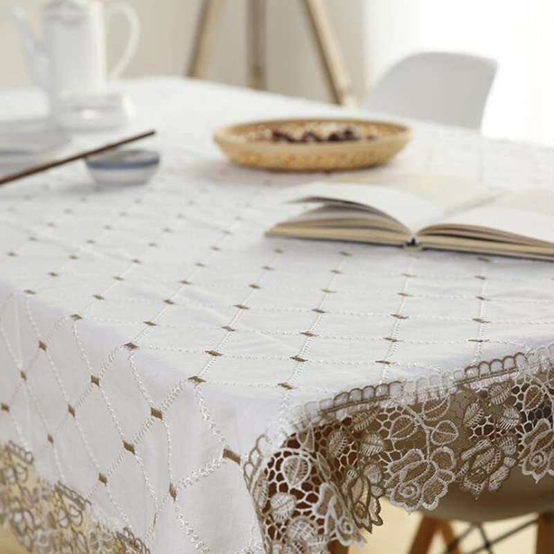 Nappe antipoussière en coton lin avec dentelle pour table de séjour - 3